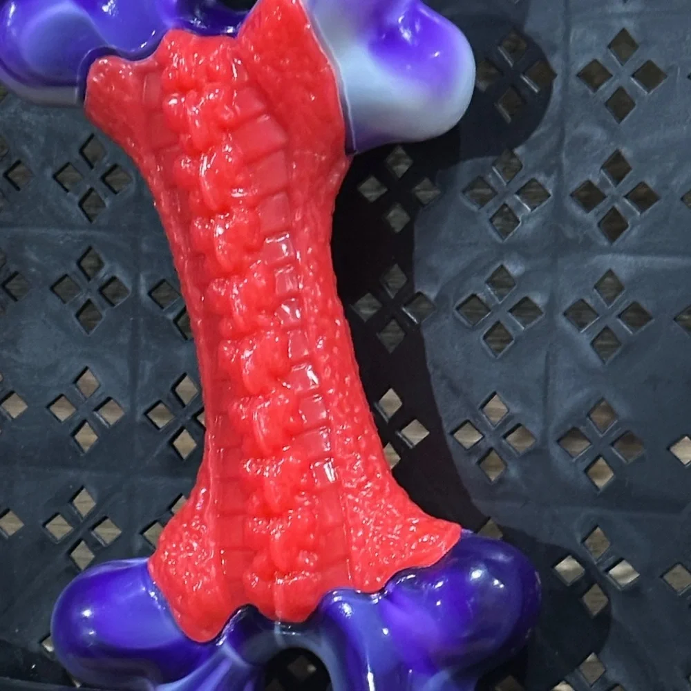 Dog Chew Bone Toy Red & Purple “Bone” Dog Chew Level 5 Large to XL Dogs NWT
